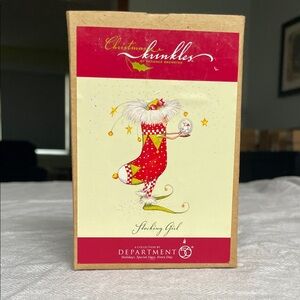 Department 56 Christmas Krinkles Stocking Girl Ornament Figurine - Red and White